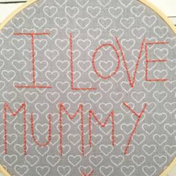 I Love Mummy Embroidery Hoop Wall Art, Mother's Day Gift, Embroidered Decoration - thumbnail 3