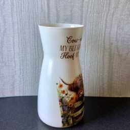 Highland Cow Glass Flower Vase, Counting My Blessings Animal Home Decor - thumbnail 3