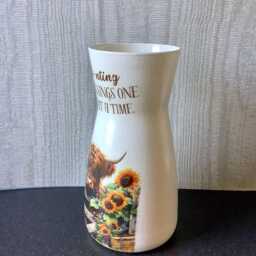 Highland Cow Glass Flower Vase, Counting My Blessings Animal Home Decor - thumbnail 2