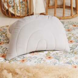 Grey Velvet Rainbow Pillow Handmade Kids Room Decor - thumbnail 1
