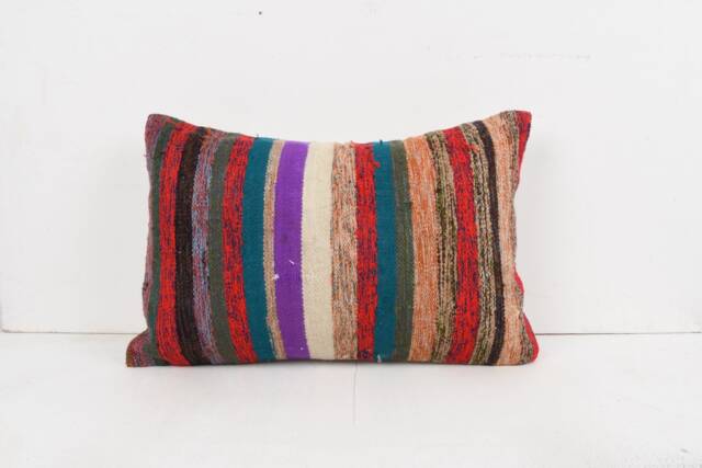 Handwoven Turkish Kilim Pillow Cover Ethnic Throw - 16x24 - image 1