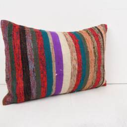 Handwoven Turkish Kilim Pillow Cover Ethnic Throw - 16x24 - thumbnail 2