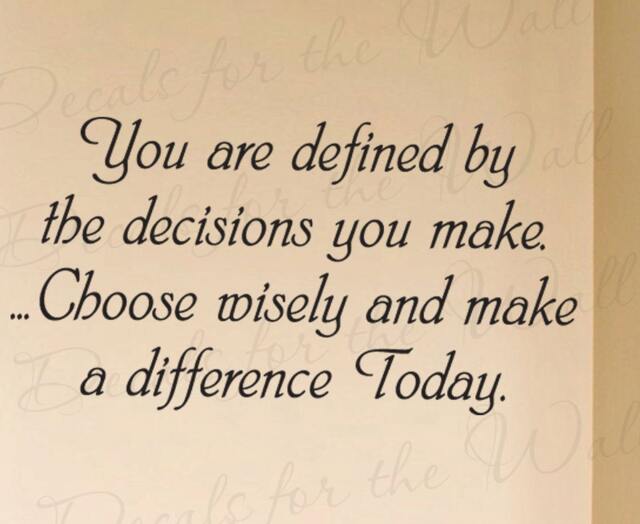 You Defined By Decisions Make Inspirational Character Honesty Vinyl Large Wall Decal Lettering Art Mural Quote Sticker Decoration In40 - image 1