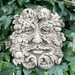 Autumn Green Man Stone Hanging Plaque - Four Seasons Ivy Outdoor Garden Ornament Gift - thumbnail 1