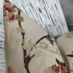 Blossom Cushion Cover, Pillow Decorative Pillow, Floral - Countryside Home Made in UK John Lewis Designer Fabric Red , Brown - thumbnail 4