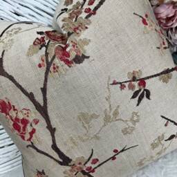 Blossom Cushion Cover, Pillow Decorative Pillow, Floral - Countryside Home Made in UK John Lewis Designer Fabric Red , Brown - thumbnail 2