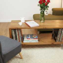 Handmade Solid Wood Record Player Stand Vinyl Storage Furniture - thumbnail 3