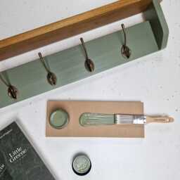 Sage Green Coat Rack With Shelf - Wall Hooks Farmhouse Entryway Storage Black, Chrome, Brass, Bronze, Copper Hook Options - thumbnail 4