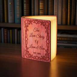 Personalized The Love Story Book Lamp, Custom Couple Night Light, Valentine Reading Anniversary Decor - thumbnail 3