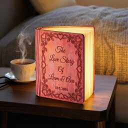 Personalized The Love Story Book Lamp, Custom Couple Night Light, Valentine Reading Anniversary Decor - thumbnail 2