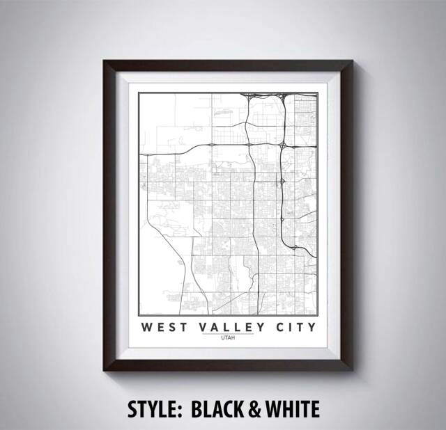 West Valley City, Utah Map Art Print Modern Road & Waterway Design - image 1