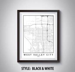 West Valley City, Utah Map Art Print Modern Road & Waterway Design - thumbnail 1