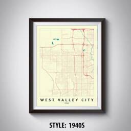 West Valley City, Utah Map Art Print Modern Road & Waterway Design - thumbnail 2