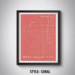 West Valley City, Utah Map Art Print Modern Road & Waterway Design - thumbnail 3