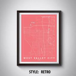 West Valley City, Utah Map Art Print Modern Road & Waterway Design - thumbnail 4