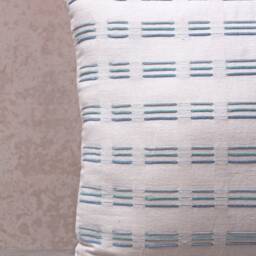 White Blue Handloom Cotton Bohemian, Bali Style Pillow Cover, Decorative Handmade Throw Cover, Embroidered Cover Wlcc062 - thumbnail 3