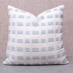 White Blue Handloom Cotton Bohemian, Bali Style Pillow Cover, Decorative Handmade Throw Cover, Embroidered Cover Wlcc062 - thumbnail 2