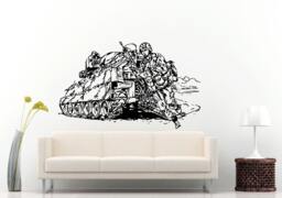 Army Man Soldier With Tank in Action Wall Decal Vinyl Sticker Mural Room Decor L804 - thumbnail 1