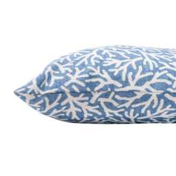 Coral Reef Extra-Large Cushion Cover. Botanical & Nautical Inspired Print in Denim Blue & Seafoam White. 23X23 - thumbnail 2