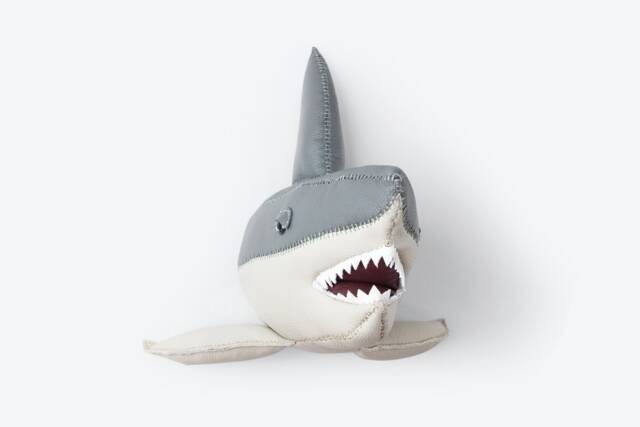 Large Grey Shark Head Leather, Wall Decor, Baby Room Sea Creatures, Stuffed Animal - image 1