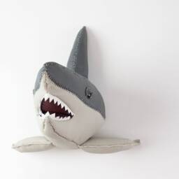 Large Grey Shark Head Leather, Wall Decor, Baby Room Sea Creatures, Stuffed Animal - thumbnail 3