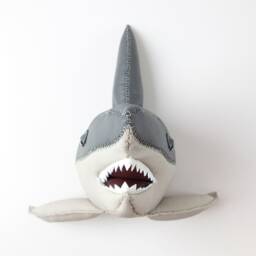 Large Grey Shark Head Leather, Wall Decor, Baby Room Sea Creatures, Stuffed Animal - thumbnail 2