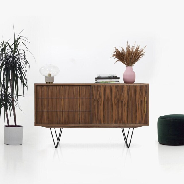 Mid-Century Sideboard, Dresser, Commode, Credenza Made Of Walnut Vaneer - Livlo O-S11 - image 1