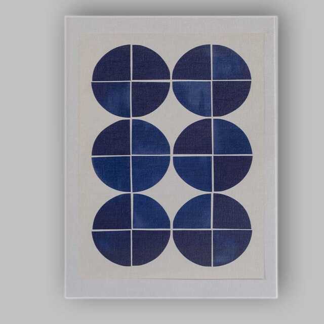 Scandinavian Navy Blue Circle Grid Minimalist Abstract Canvas Wall Art Print Decor Picture Ready To Hang - image 1