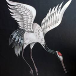 Set Of 2 Velvet Curtain Panels, Multifunctional Heading Curtains, Japanese Cranes - thumbnail 3