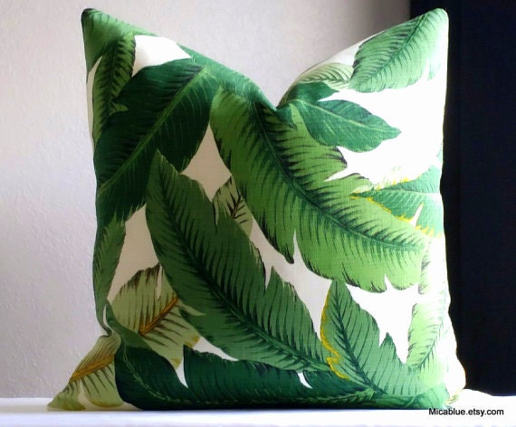 Outdoor Printed Palm Leaf Pillow, Tommy Bahama, All Sizes Available. Fabric Both Sides Beach House Decor - image 1