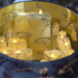 Extra Large Botanical Glass Candle Holder, Cottage Garden Floral Butterfly Design - thumbnail 4