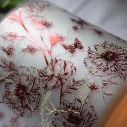 Extra Large Botanical Glass Candle Holder, Cottage Garden Floral Butterfly Design - thumbnail 2
