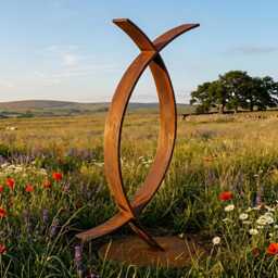 Rustic Metal Sculpture Handcrafted Luxury Abstract Art For Outdoors - thumbnail 2