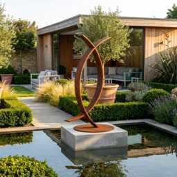 Rustic Metal Sculpture Handcrafted Luxury Abstract Art For Outdoors - thumbnail 1