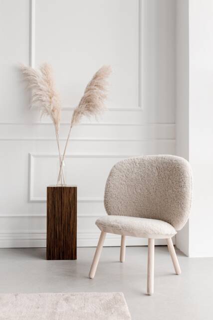 Genuine Sheepskin Armchair Scandinavian Style Ash Wood Base - image 1