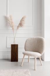 Genuine Sheepskin Armchair Scandinavian Style Ash Wood Base - thumbnail 1