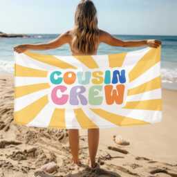 Cousin Crew Radiant Beach Towel, Monogram Pool Signature Towel For Kids, Vacation Gift, Picnic - thumbnail 1