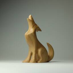 Wooden Wolf Sculpture - 14 - thumbnail 2