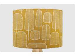 Handmade Lampshade Mustard Yellow Tree Fabric Drum, Retro Scandi Forest Light Shade For Table/Floor Lamp Or Ceiling Pendant - thumbnail 1