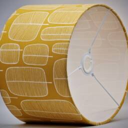 Handmade Lampshade Mustard Yellow Tree Fabric Drum, Retro Scandi Forest Light Shade For Table/Floor Lamp Or Ceiling Pendant - thumbnail 3