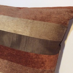 Jacquard Reversible Cushion Cover - Light Brown/Light Beige/Terracotta, Chenille, Taffeta, Embroidered Flowers, High Quality - thumbnail 4