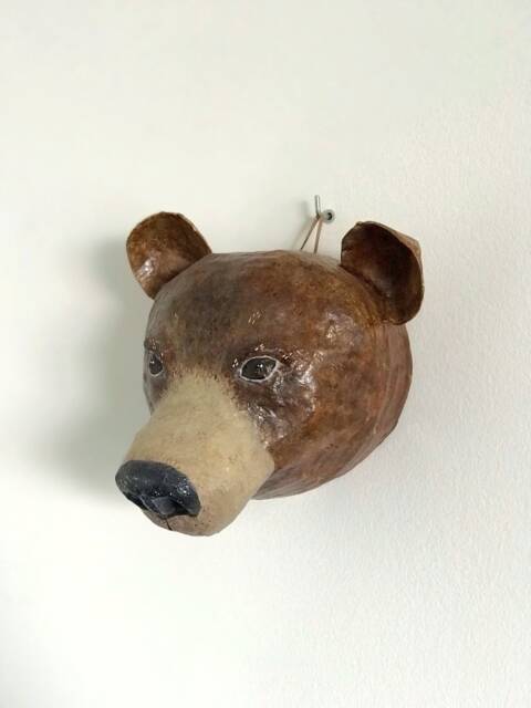 Paper Mache Bear Head Wall Decor, Faux Taxidermy - image 1