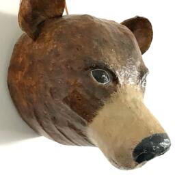 Paper Mache Bear Head Wall Decor, Faux Taxidermy - thumbnail 4