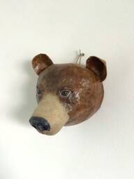 Paper Mache Bear Head Wall Decor, Faux Taxidermy - thumbnail 1