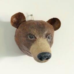 Paper Mache Bear Head Wall Decor, Faux Taxidermy - thumbnail 3