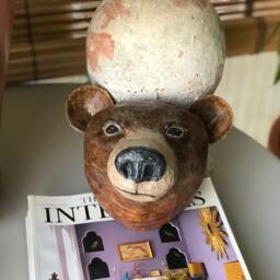 Paper Mache Bear Head Wall Decor, Faux Taxidermy - thumbnail 2