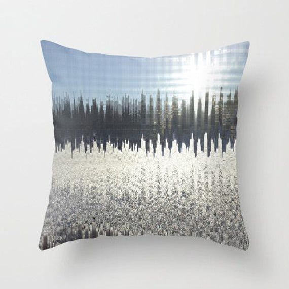 Winterscape, Decorative Pillow Or Cover Home Decoration, Winter Decor, Interior Design, Grey, Blue, White, Winter, Snow, Ski Decor - image 1