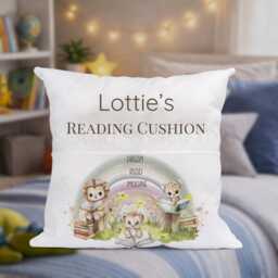 Personalised Kids Reading Cushion With Pocket, Custom Name Storytime Pillow, Lion Animal Book Cushion, Children's Gift, Nursery Decor - thumbnail 4