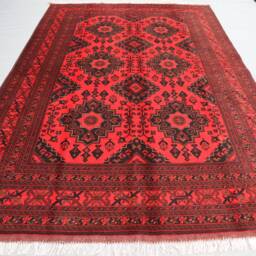 7x10 Tribal Area Rug - Afghan Hand Knotted Natural Veg Dyes Wool Large Geometric Caucasian Design Turkmen Bukhara Rug, Living Room - thumbnail 2