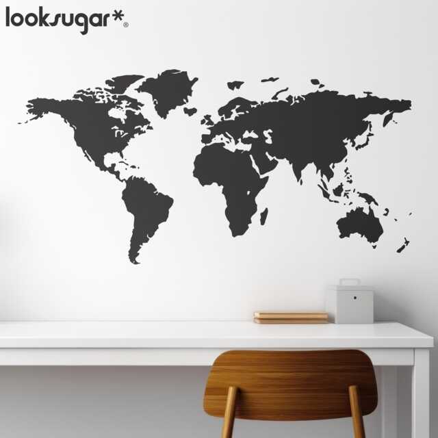 Large World Map Decal . Removable Wall Stickers Colorful Vinyl For Home, Retail Space, Office & Classroom Lswd-0111 - image 1